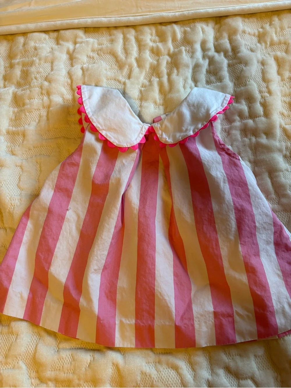 Pink and White Striped Peter Pan Collar top jacadi